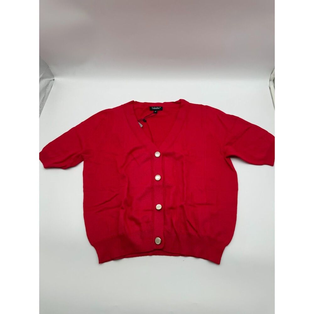 💜Traleubie red short-sleeve cardigan size med